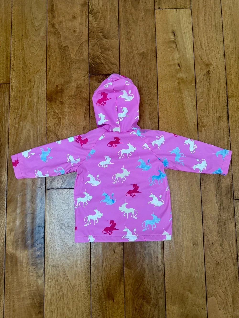 Hatley Girls Color Changing Unicorn Raincoat Pink Terry Lined Size 3